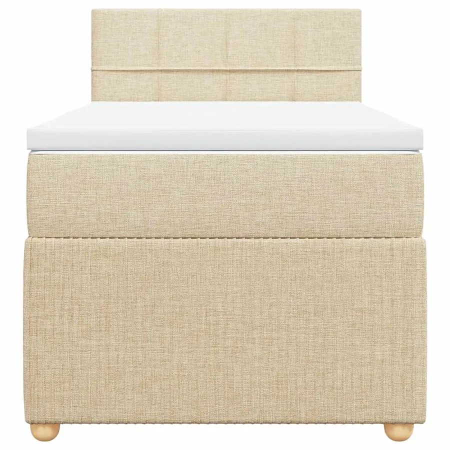 Sommier à lattes de lit avec matelas Crème 100x200 cm Tissu - 4