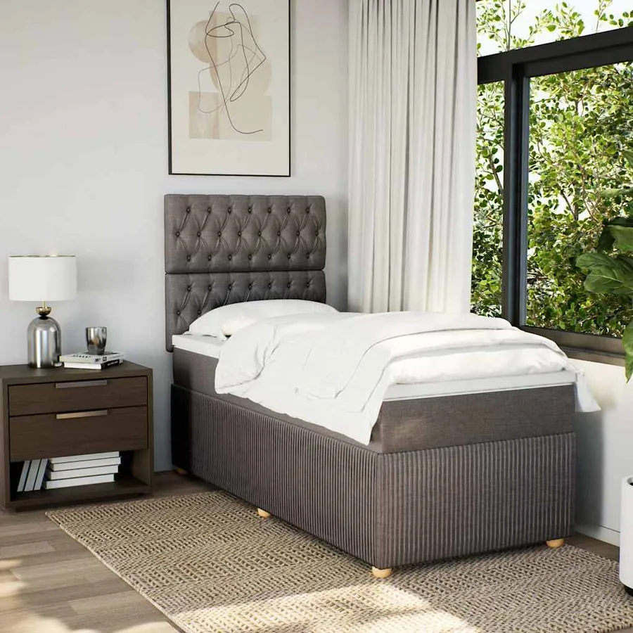 Sommier à lattes de lit avec matelas Taupe 100x200 cm Tissu - 3