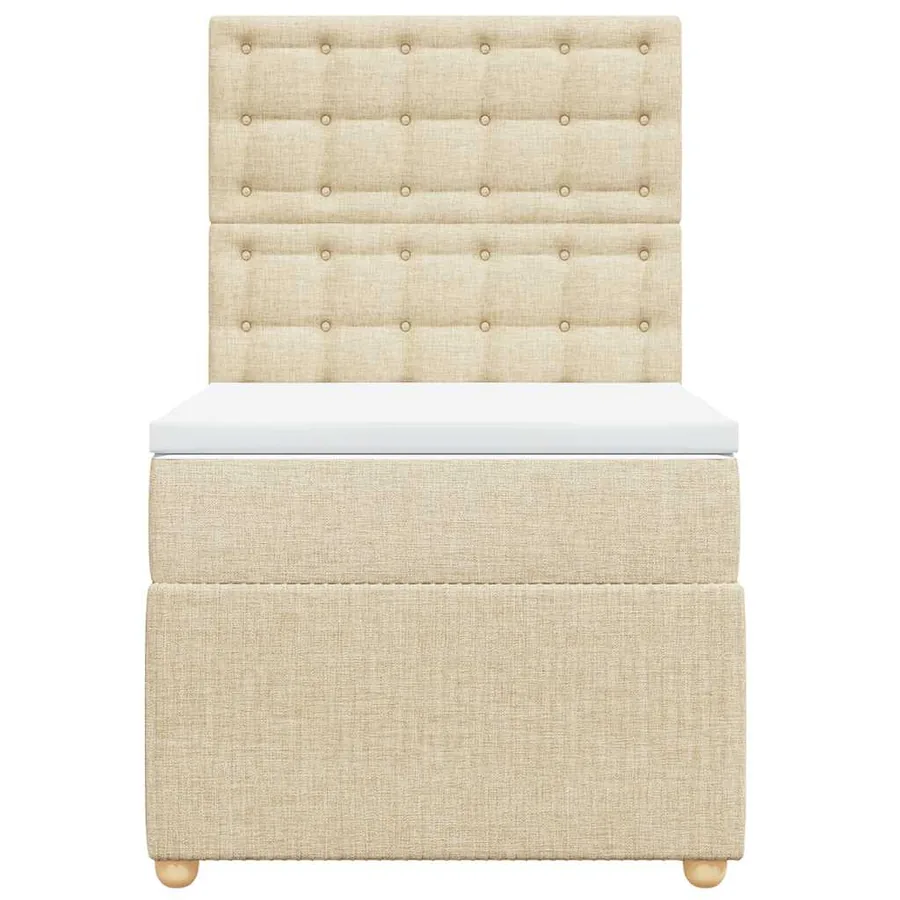 Sommier à lattes de lit avec matelas Crème 100x200 cm Tissu - 4