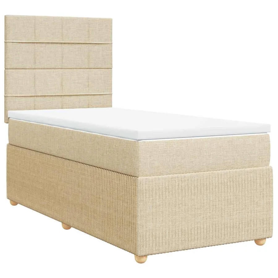 Sommier à lattes de lit avec matelas Crème 90x200 cm Tissu - 2