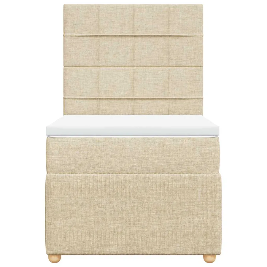 Sommier à lattes de lit avec matelas Crème 90x200 cm Tissu - 4