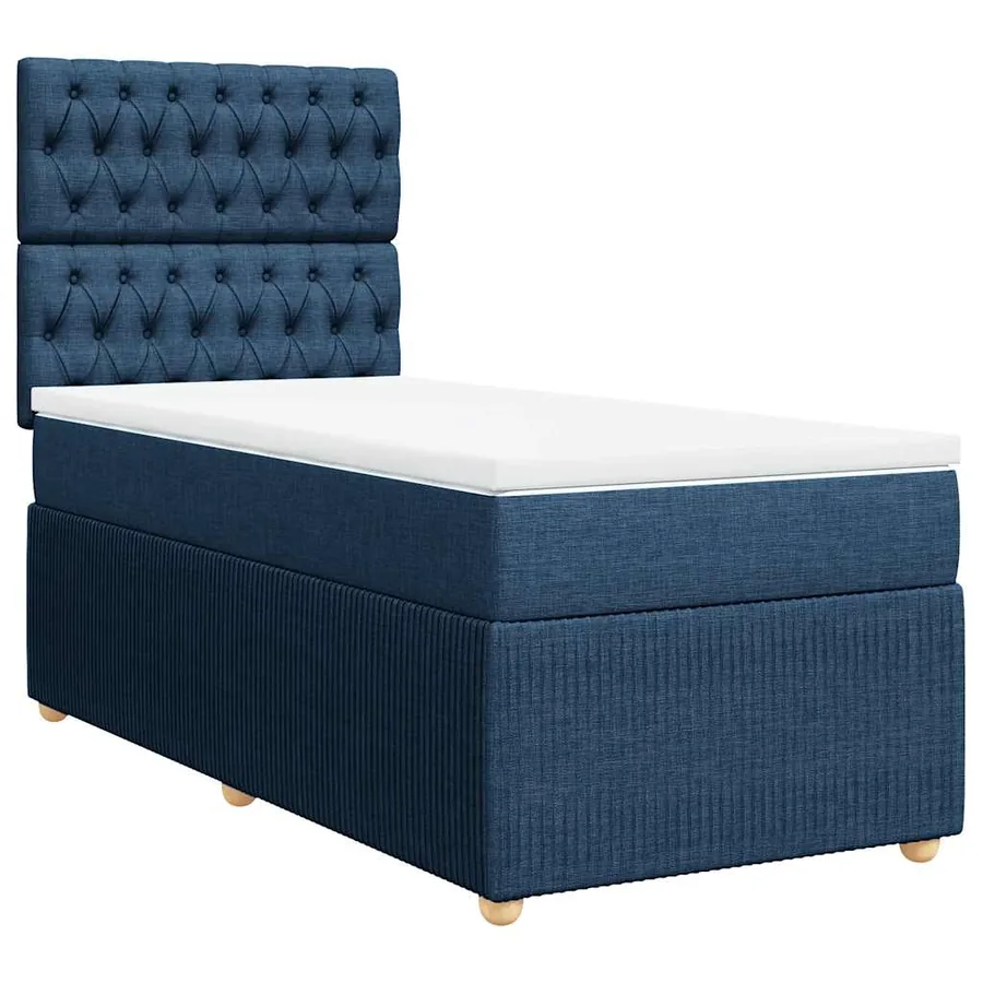 Sommier à lattes de lit avec matelas Bleu 90x200 cm Tissu - 2