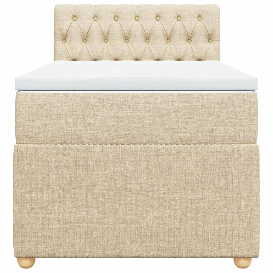 Sommier à lattes de lit avec matelas Crème 90x200 cm Tissu - 4