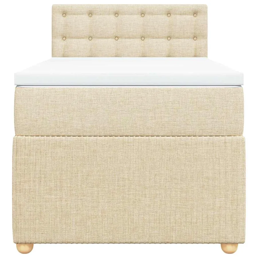 Sommier à lattes de lit avec matelas Crème 90x200 cm Tissu - 4