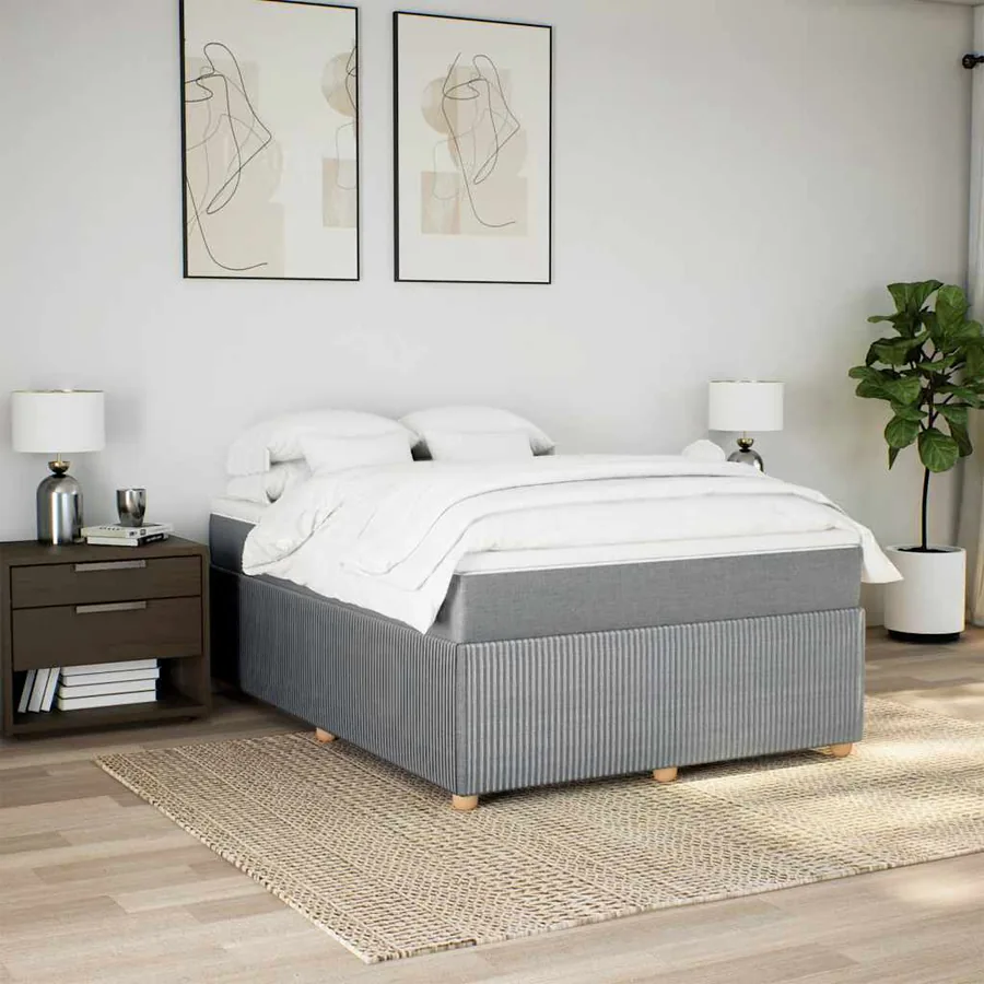 Sommier à lattes de lit avec matelas Gris clair 140x200cm Tissu - 3