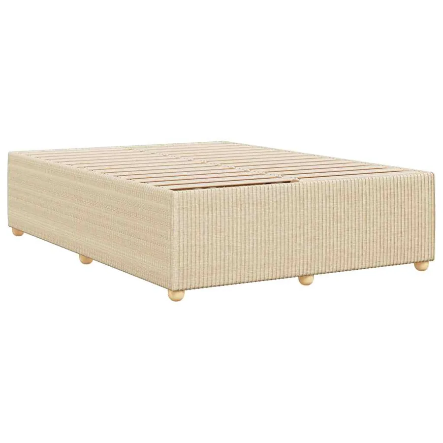Cadre de lit sans matelas crème 140x200 cm tissu - 6