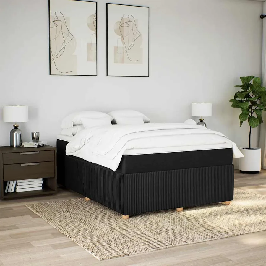 Sommier à lattes de lit avec matelas Noir 140x200 cm Tissu - 3