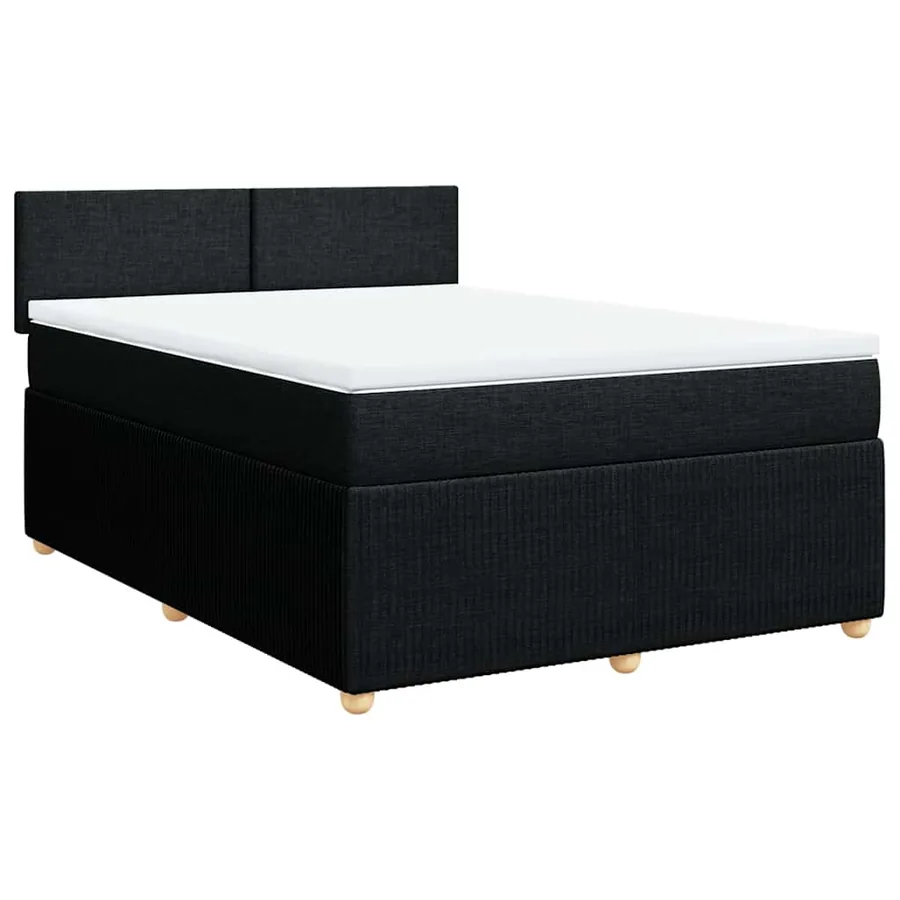 Sommier à lattes de lit avec matelas Noir 140x200 cm Tissu - 2