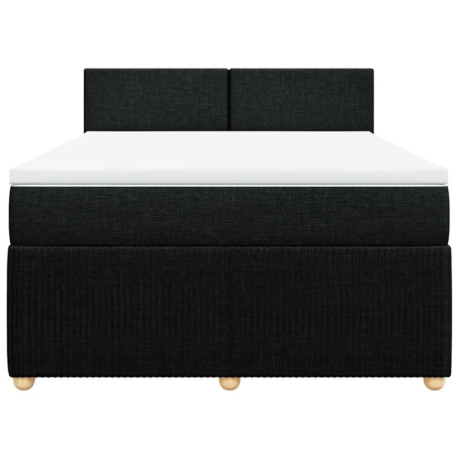 Sommier à lattes de lit avec matelas Noir 140x200 cm Tissu - 4