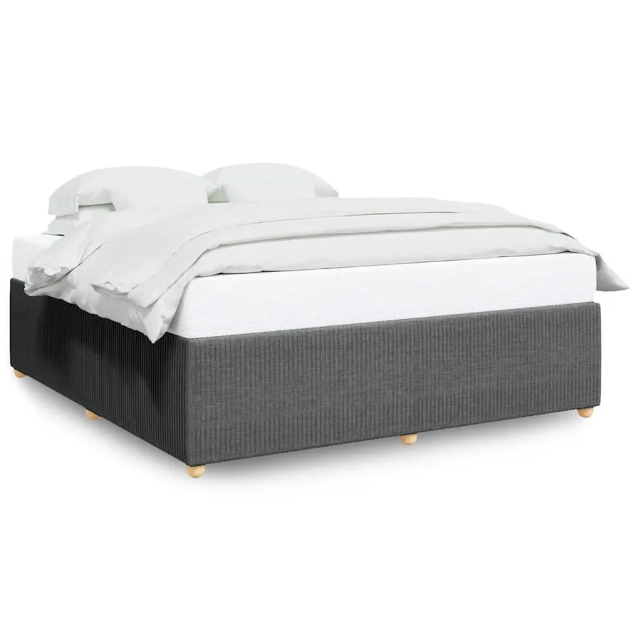 Cadre de lit sans matelas gris foncé 200x200 cm tissu - 2