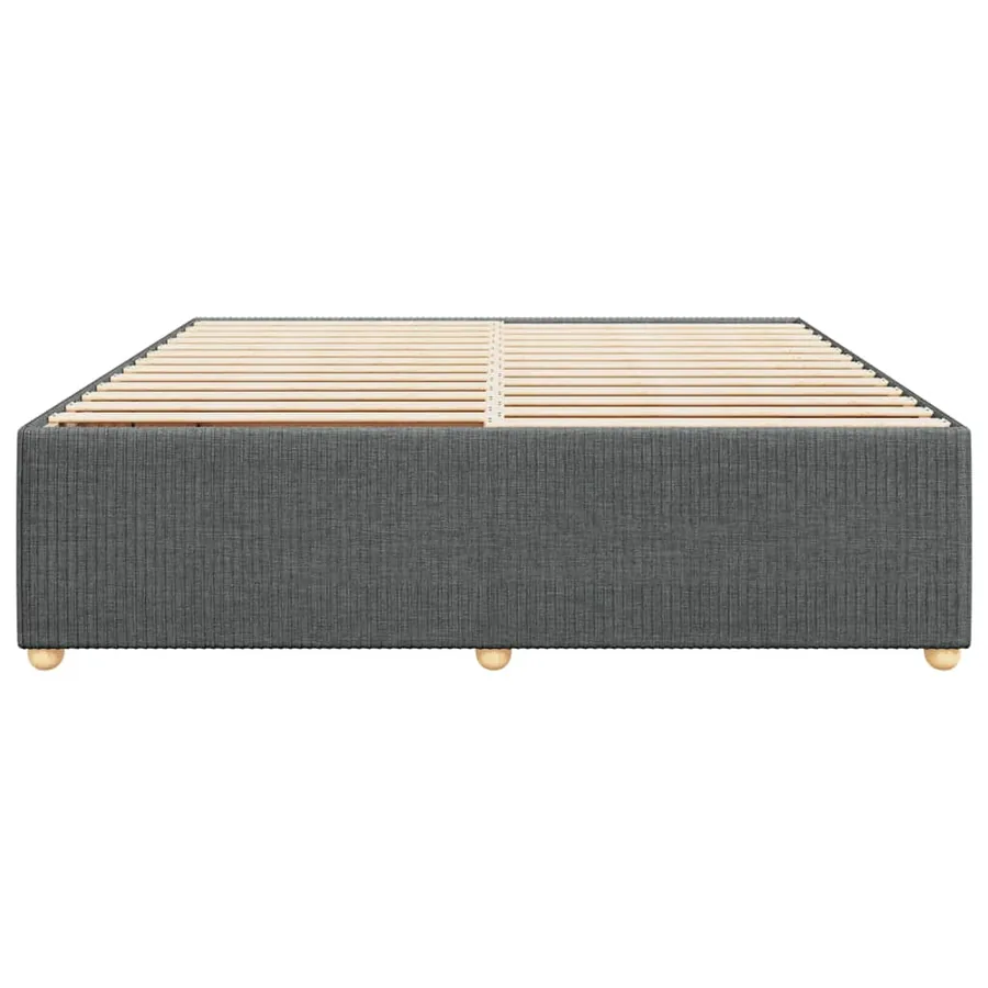 Cadre de lit sans matelas gris foncé 200x200 cm tissu - 4