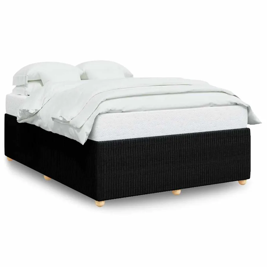 Cadre de lit sans matelas noir 160x200 cm tissu - 2