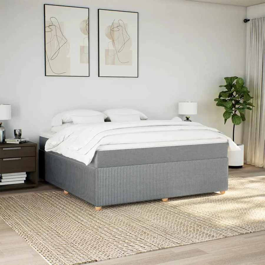 Sommier à lattes de lit avec matelas Gris clair 180x200cm Tissu - 3