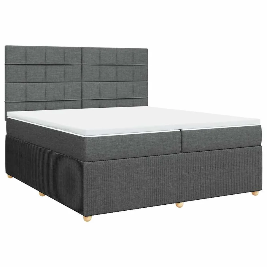 Sommier à lattes de lit avec matelas Gris foncé 200x200cm Tissu - 2