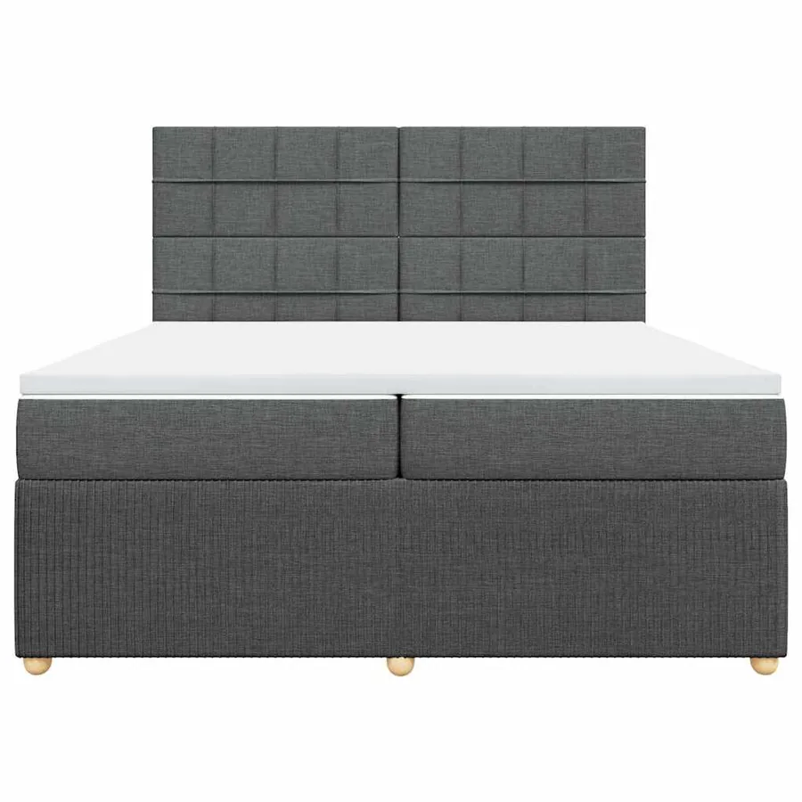Sommier à lattes de lit avec matelas Gris foncé 200x200cm Tissu - 4