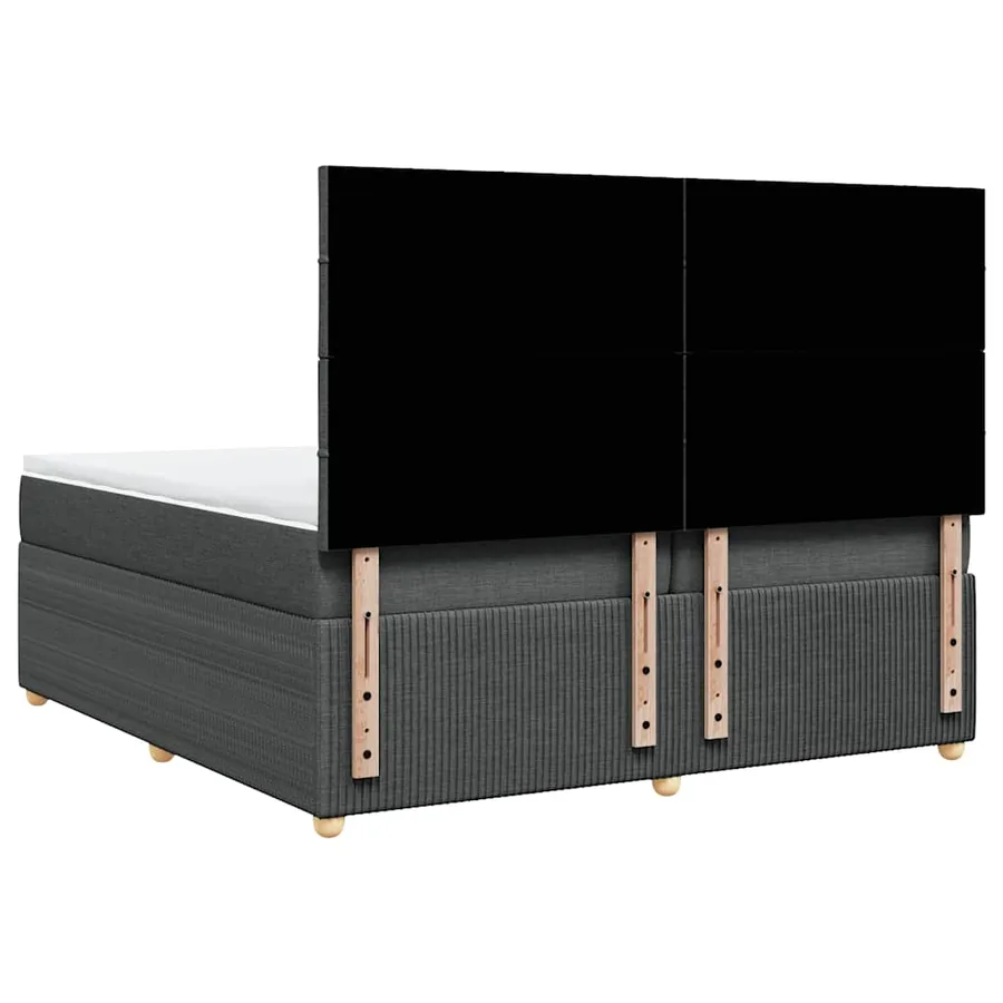 Sommier à lattes de lit avec matelas Gris foncé 200x200cm Tissu - 6