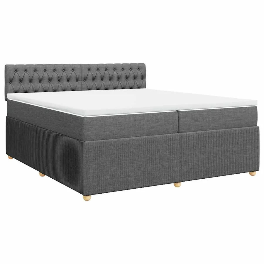 Sommier à lattes de lit avec matelas Gris foncé 200x200cm Tissu - 2