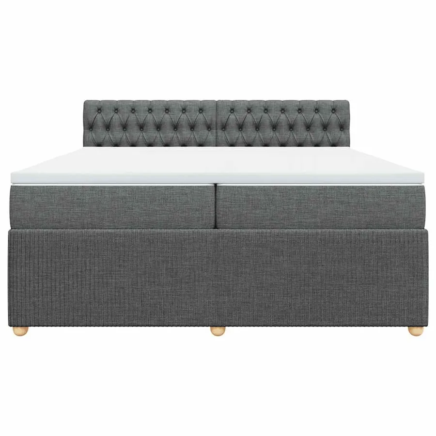 Sommier à lattes de lit avec matelas Gris foncé 200x200cm Tissu - 4