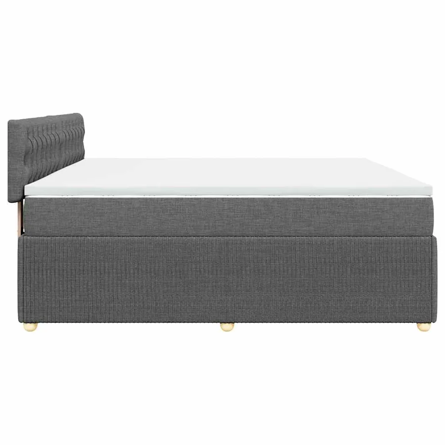 Sommier à lattes de lit avec matelas Gris foncé 200x200cm Tissu - 5