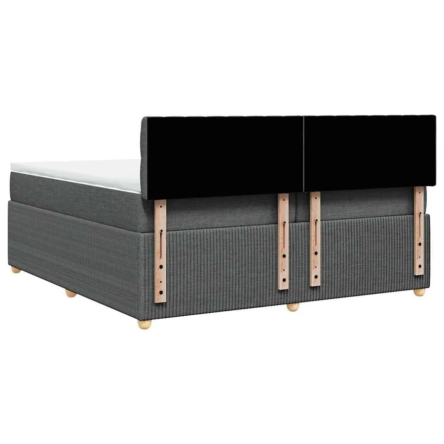 Sommier à lattes de lit avec matelas Gris foncé 200x200cm Tissu - 6