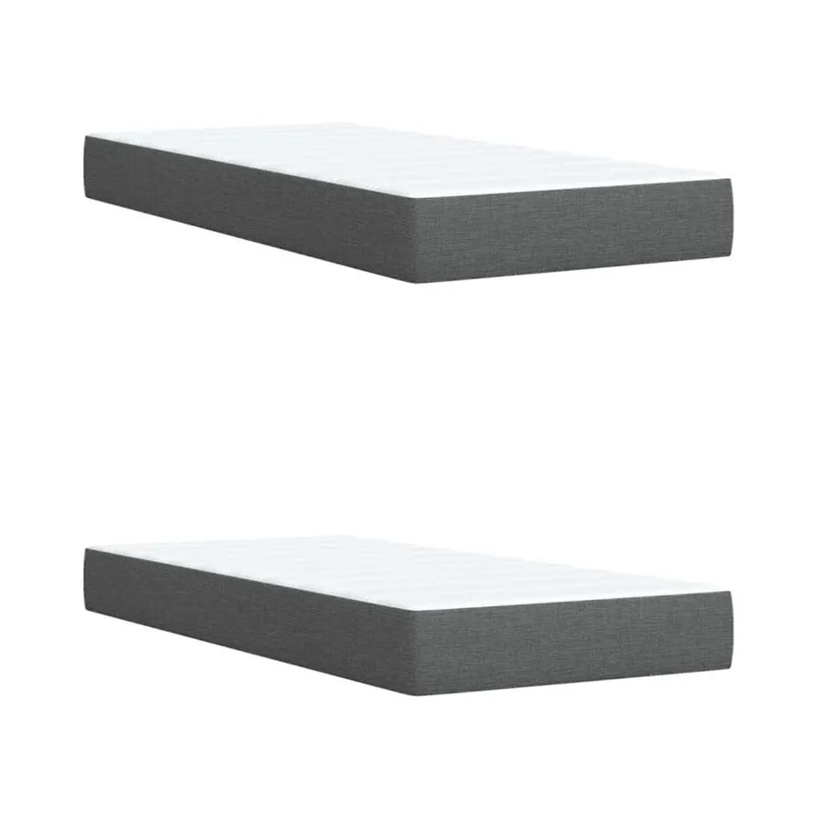 Sommier à lattes de lit avec matelas Gris foncé 200x200cm Tissu - 9