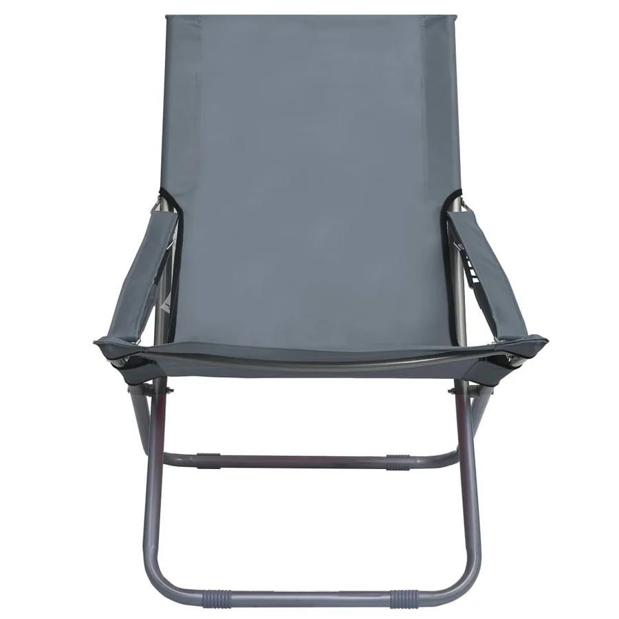 Folding Beach Chairs Set of 2 Fabric Grey - 2