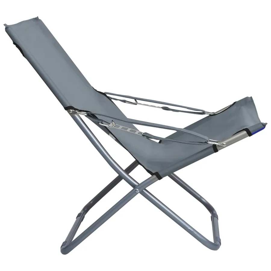 Folding Beach Chairs Set of 2 Fabric Grey - 4