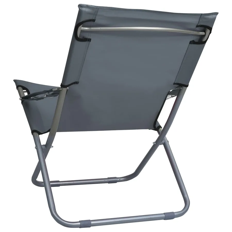Folding Beach Chairs Set of 2 Fabric Grey - 5
