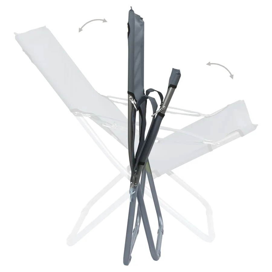Folding Beach Chairs Set of 2 Fabric Grey - 7