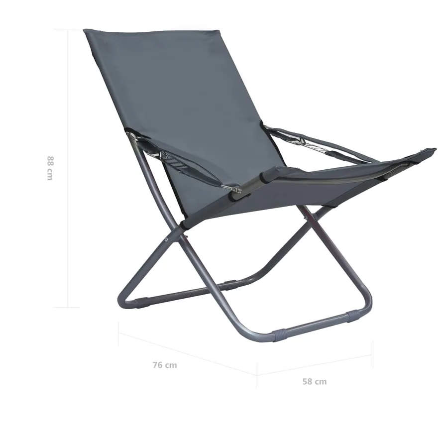 Folding Beach Chairs Set of 2 Fabric Grey - 8