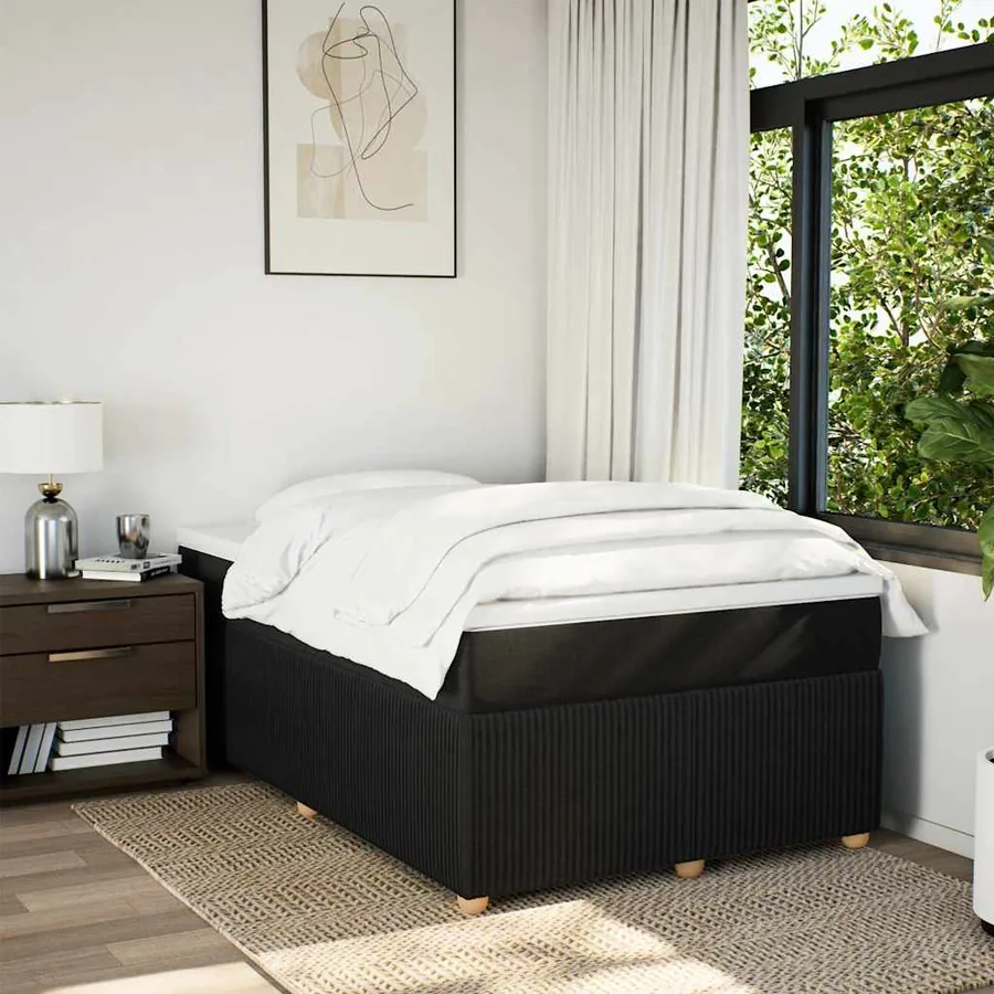 Sommier à lattes de lit avec matelas Noir 120x200 cm Tissu - 3
