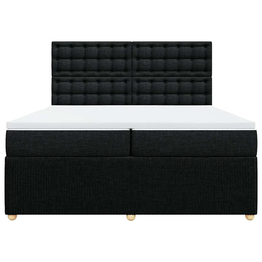 Sommier à lattes de lit avec matelas Noir 200x200 cm Tissu - 4