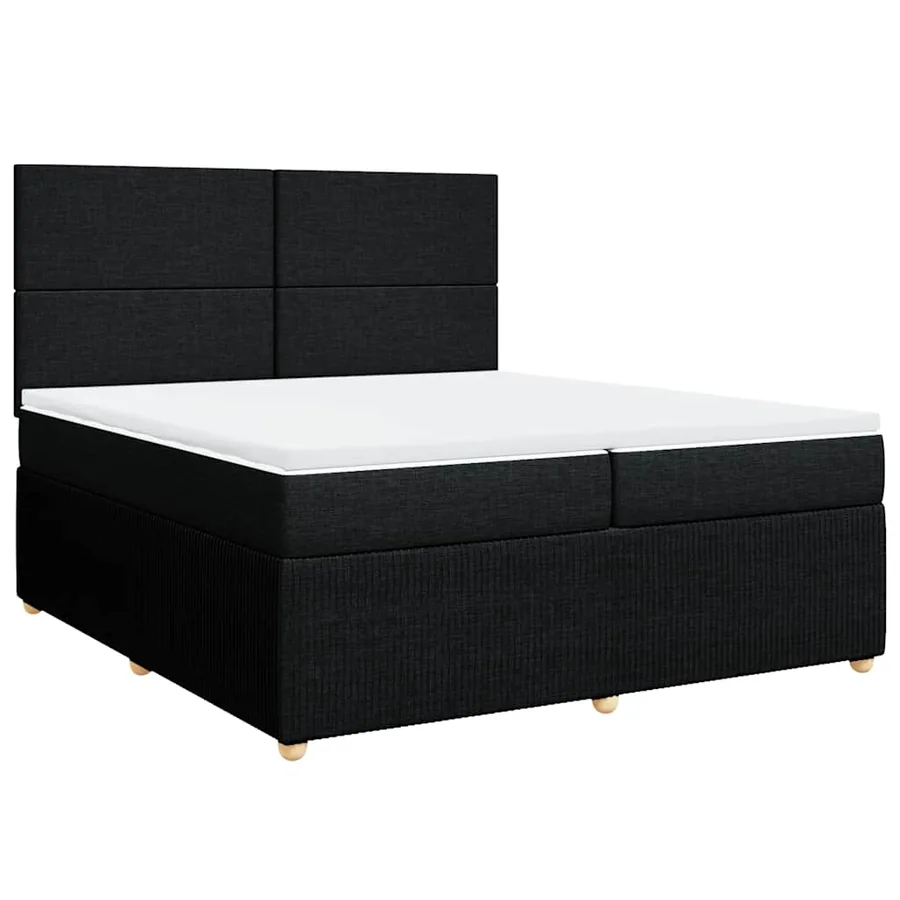 Sommier à lattes de lit avec matelas Noir 200x200 cm Tissu - 2