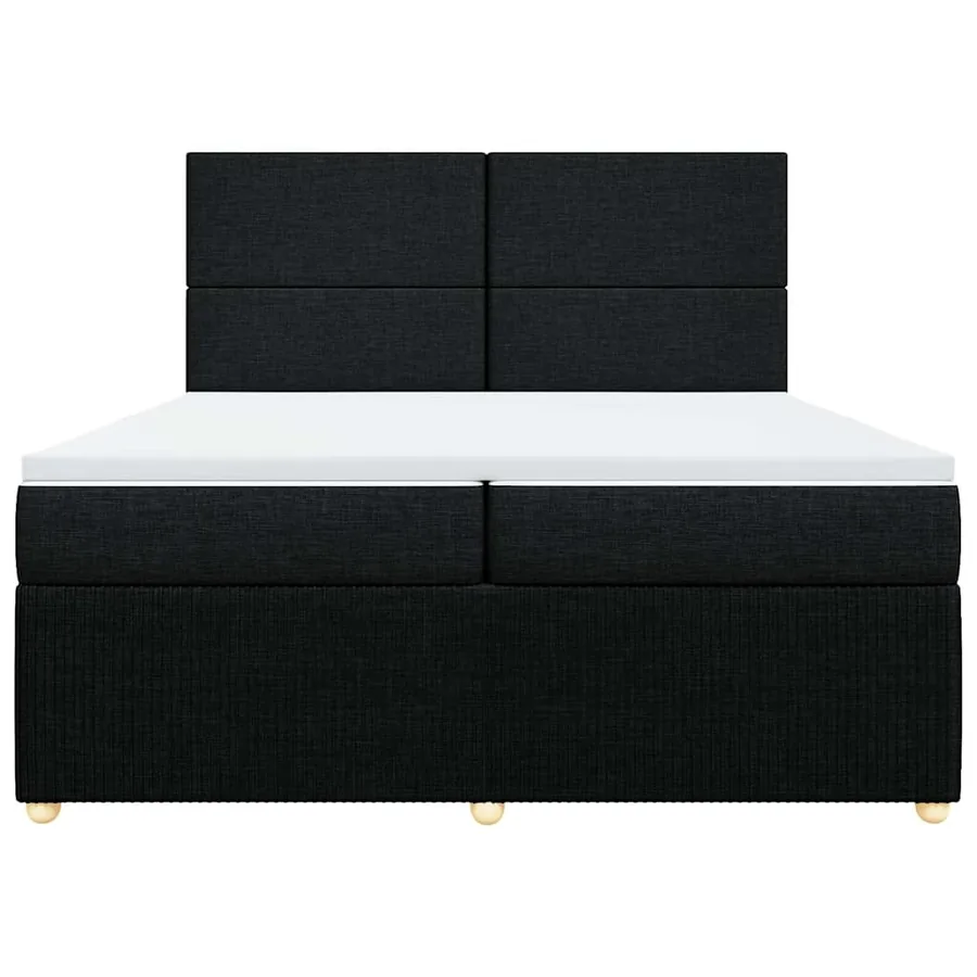 Sommier à lattes de lit avec matelas Noir 200x200 cm Tissu - 4