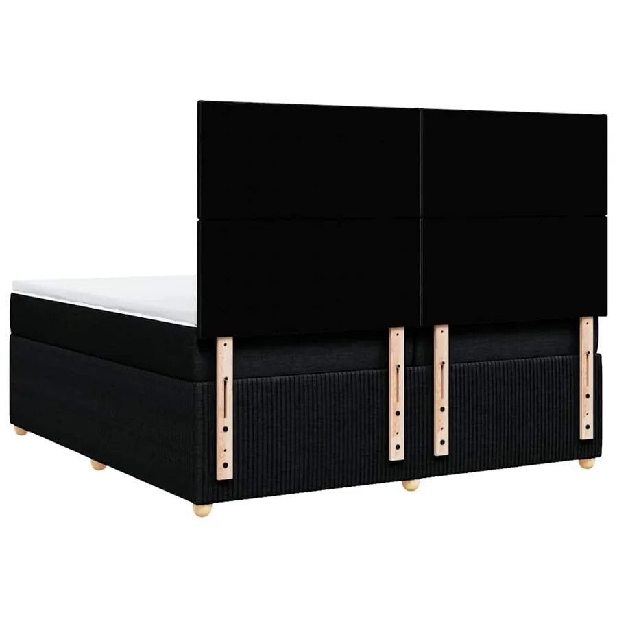 Sommier à lattes de lit avec matelas Noir 200x200 cm Tissu - 6