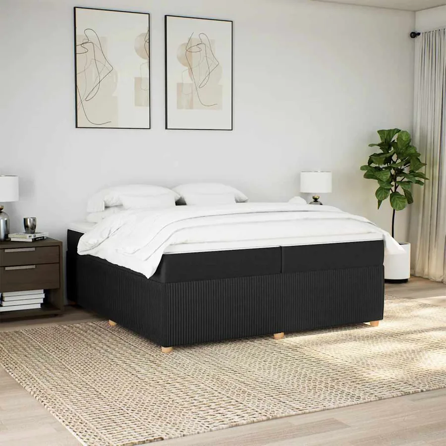Sommier à lattes de lit avec matelas Noir 200x200 cm Tissu - 3
