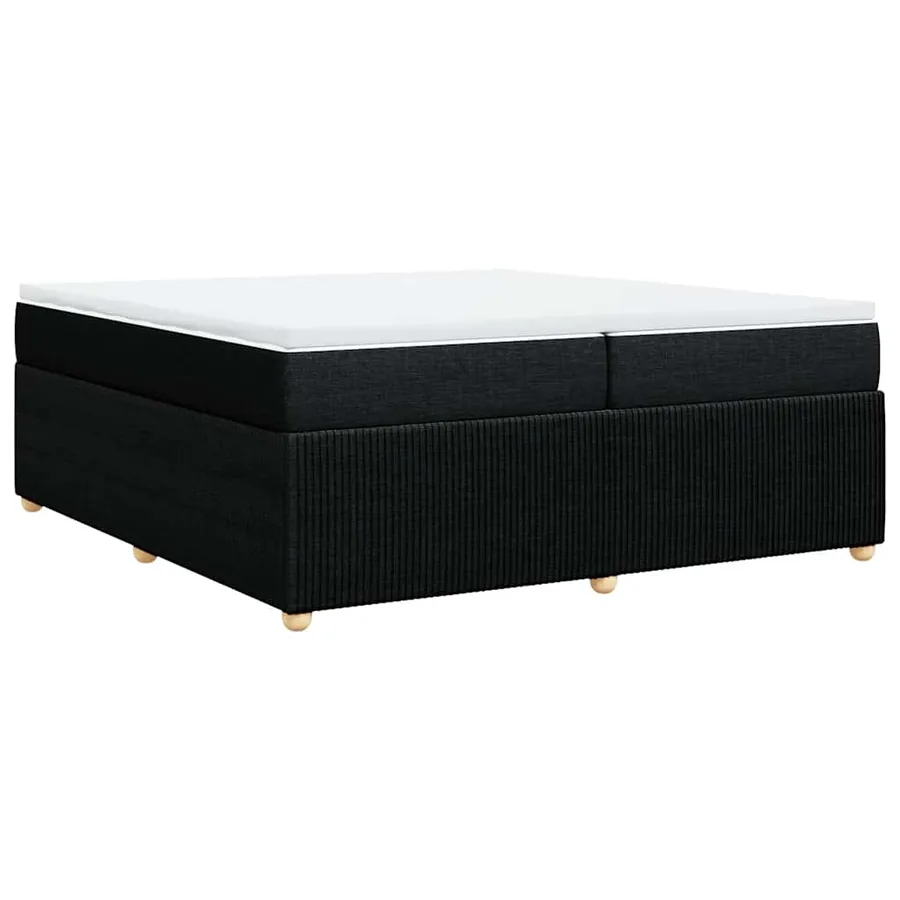 Sommier à lattes de lit avec matelas Noir 200x200 cm Tissu - 6
