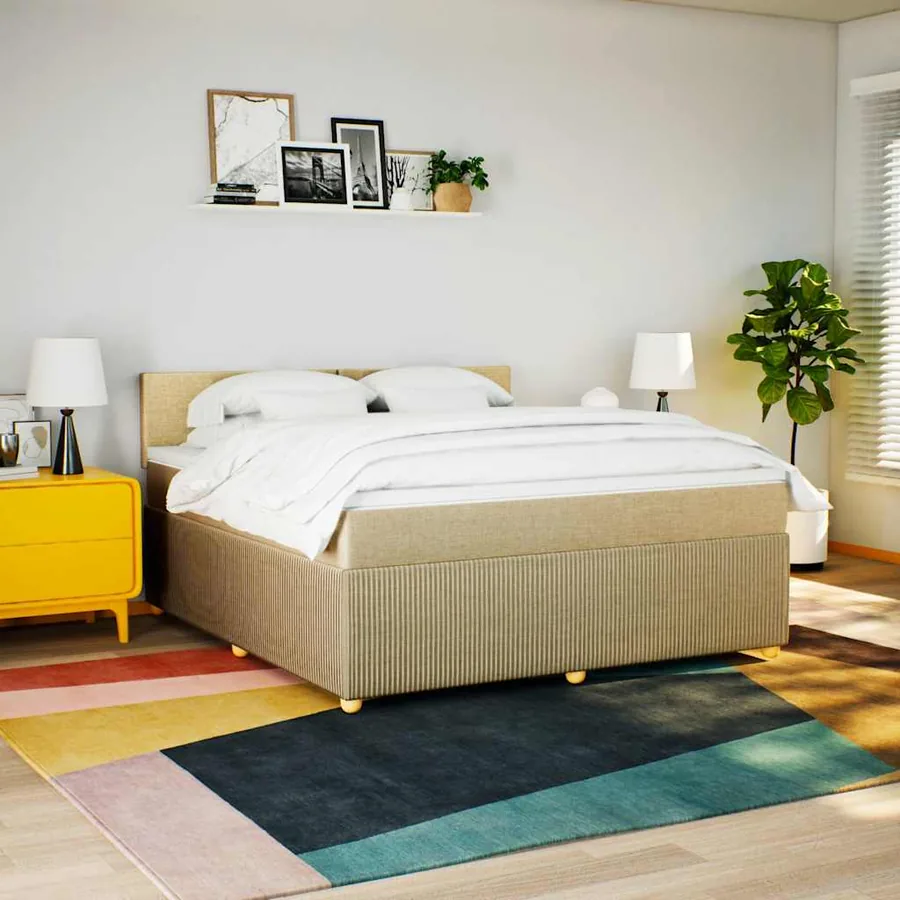 Sommier à lattes de lit avec matelas Crème 180x200 cm Tissu - 3
