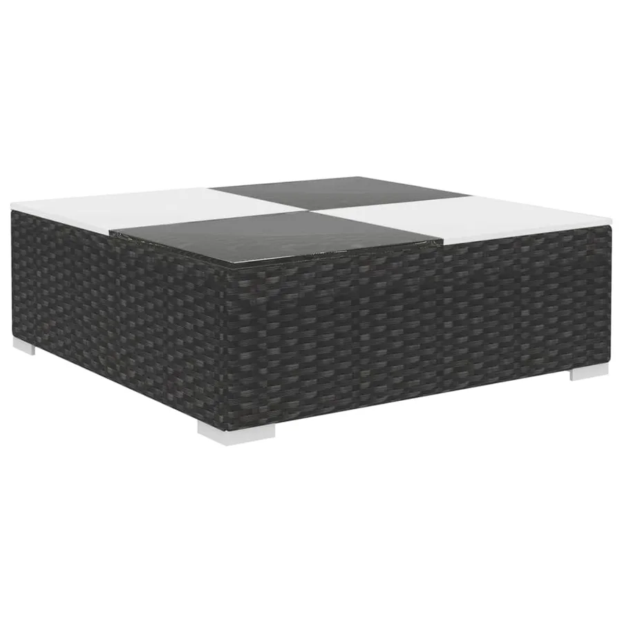 Salon de jardin 6 pcs avec coussins résine tressée noir - 6