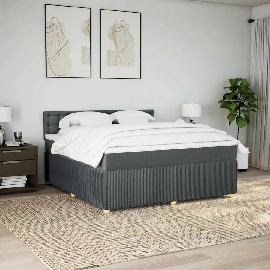 Sommier à lattes de lit avec matelas Gris foncé 180x200cm Tissu - 3