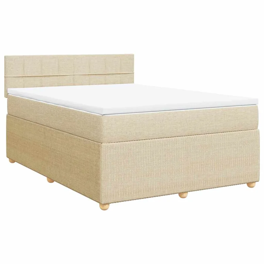 Sommier à lattes de lit avec matelas Crème 160x200 cm Tissu - 2