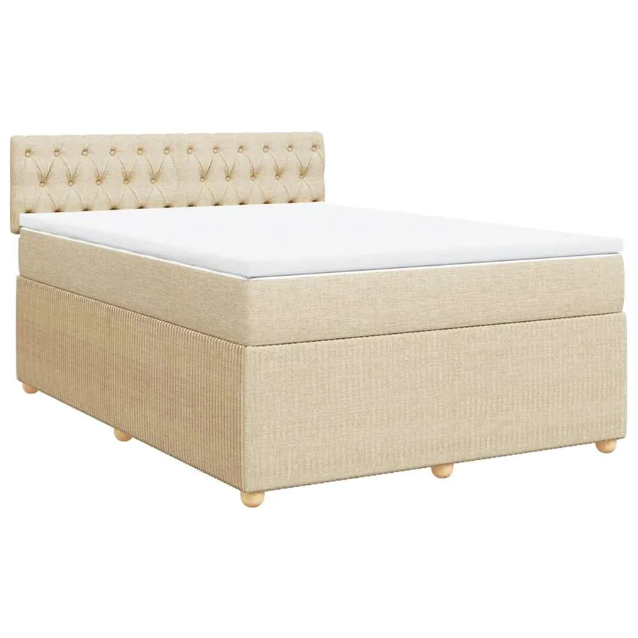 Sommier à lattes de lit avec matelas Crème 160x200 cm Tissu - 2