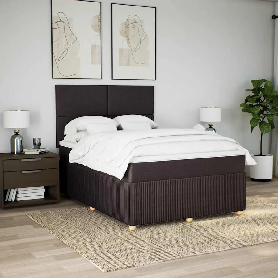 Sommier à lattes de lit avec matelas Marron foncé 140x200 cm - 3