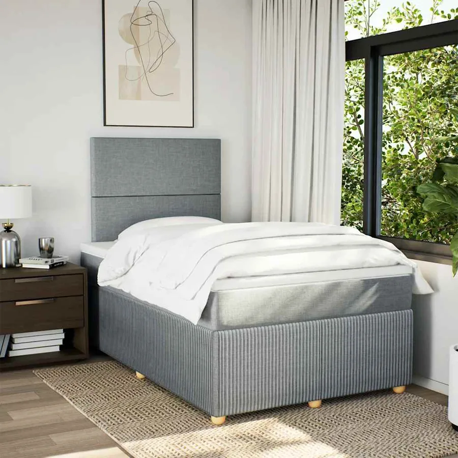Sommier à lattes de lit avec matelas Gris clair 120x200cm Tissu - 3
