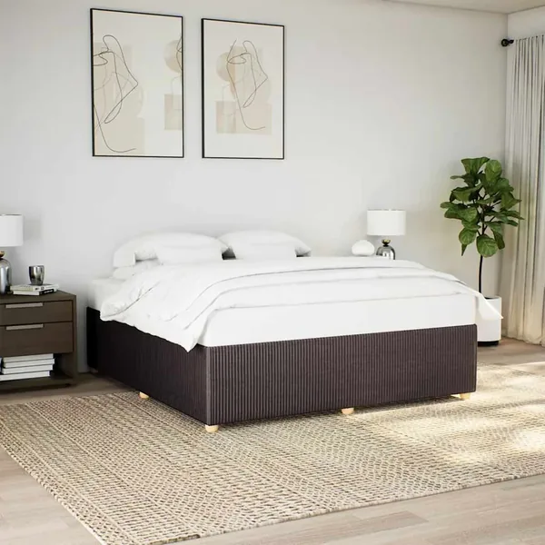 Cadre de lit sans matelas marron foncé 200x200 cm tissu