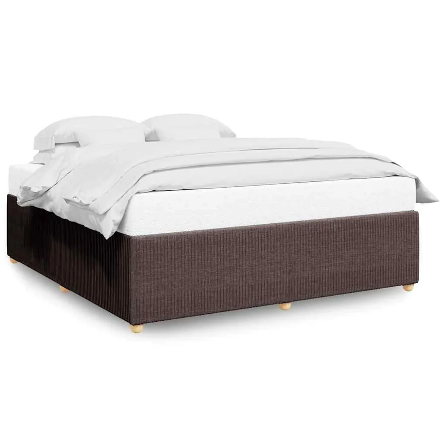 Cadre de lit sans matelas marron foncé 200x200 cm tissu - 2