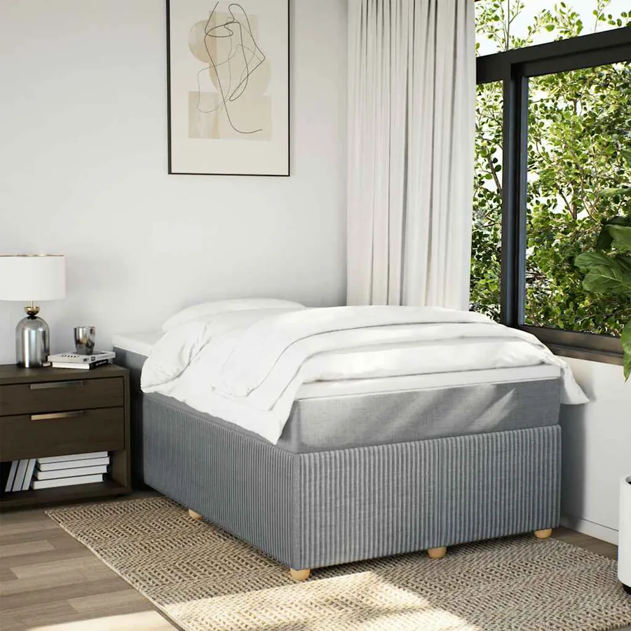 Sommier à lattes de lit avec matelas Gris clair 120x200cm Tissu - 3