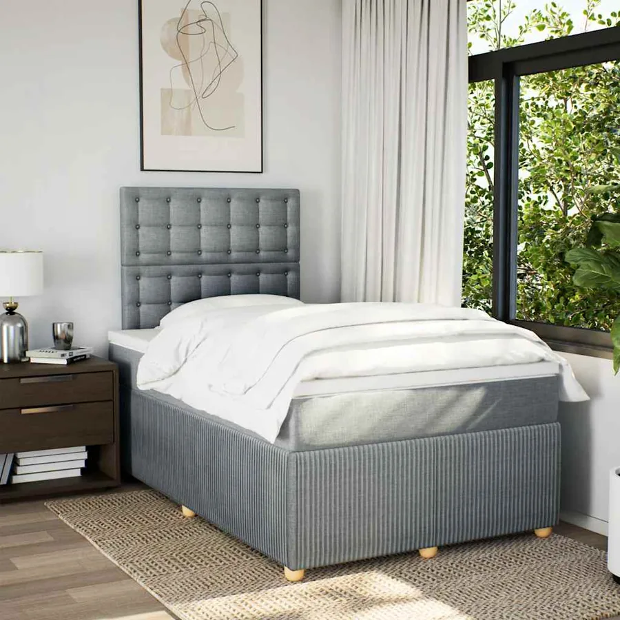 Sommier à lattes de lit avec matelas Gris clair 120x200cm Tissu - 3