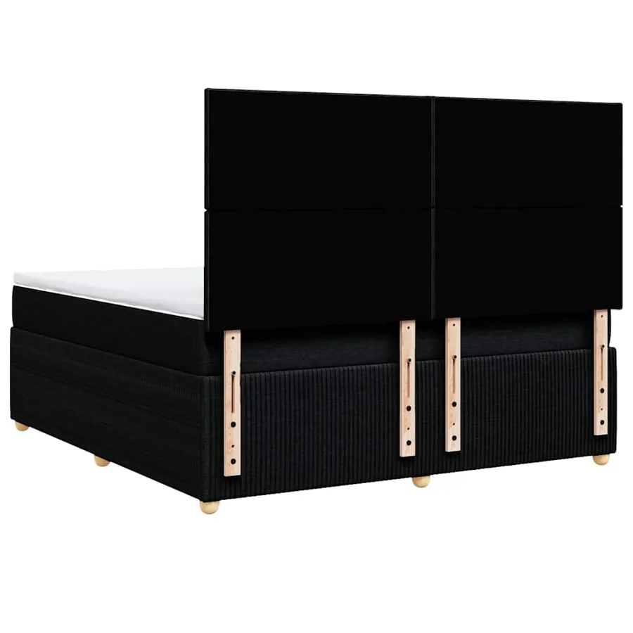Sommier à lattes de lit avec matelas Noir 180x200 cm Tissu - 6