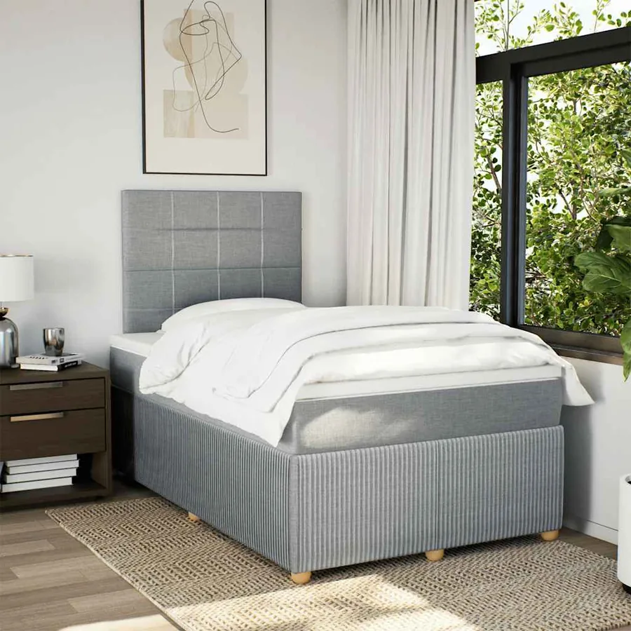 Sommier à lattes de lit avec matelas Gris clair 120x200cm Tissu - 3